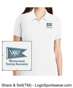 Port Authority Ladies Embroidered Logo Polo, White Color Design Zoom